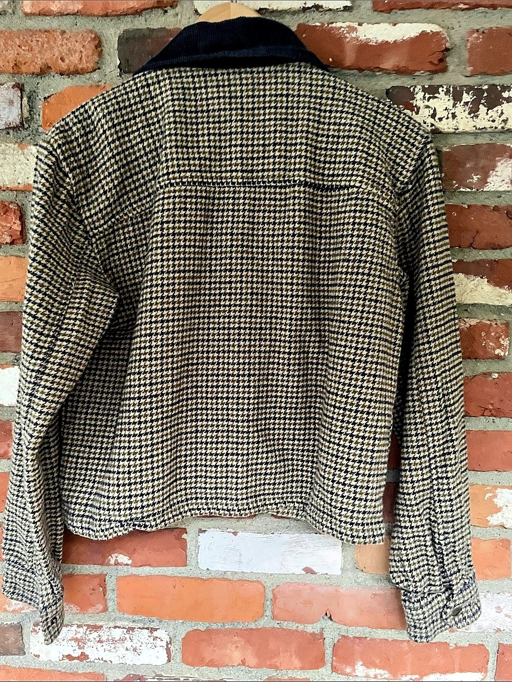 Cropped Lucky Brand Houndstooth Utility Jacket Blue & Cream Medium - Picture 6 of 10
